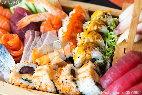 Image of sushi set at restaurant