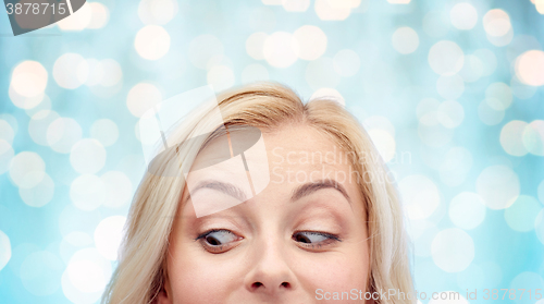 Image of happy young woman or teenage girl face