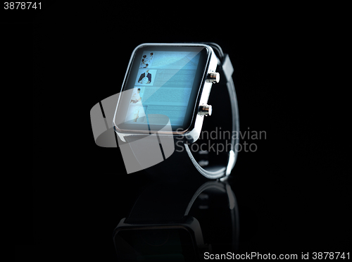 Image of close up of black smart watch