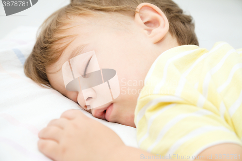 Image of Cute little boy is sleeping