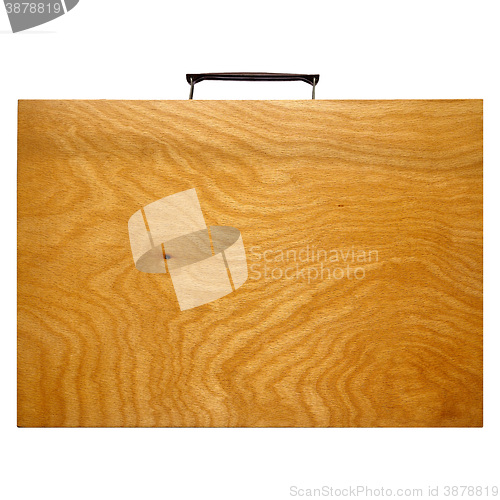 Image of Wood briefcase isolated