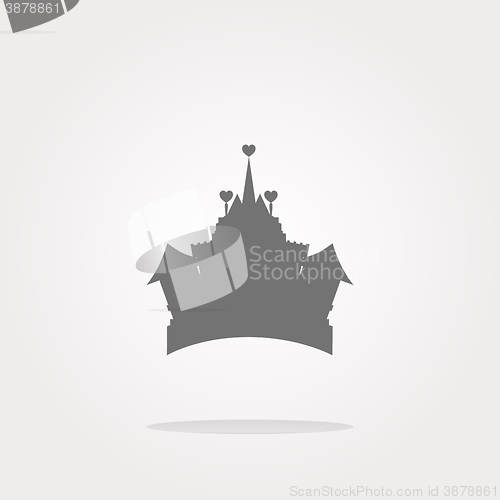 Image of vector Medieval royal castle - web icon button isolated. Web Icon Art. Graphic Icon Drawing