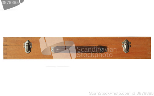 Image of Wood briefcase isolated