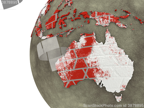 Image of Australia on brick wall Earth
