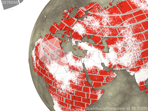 Image of Middle East on brick wall Earth