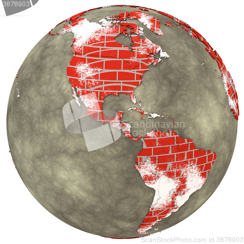 Image of Americas on brick wall Earth