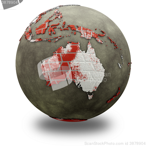 Image of Australia on brick wall Earth
