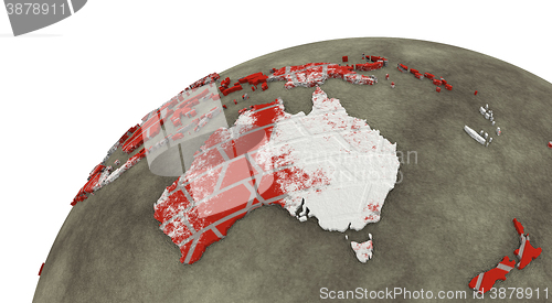 Image of Australia on brick wall Earth