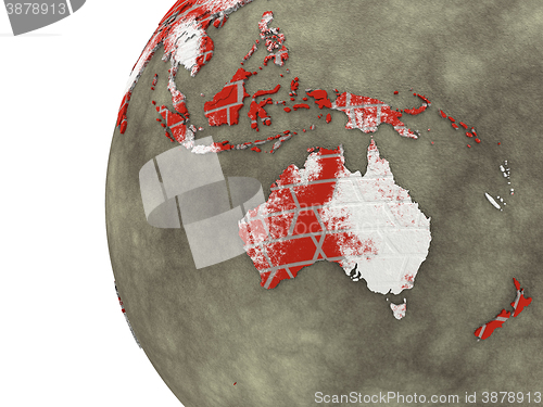 Image of Australia on brick wall Earth