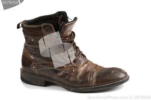 Image of Dirty old boots isolated. white background