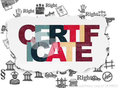 Image of Law concept: Certificate on Torn Paper background