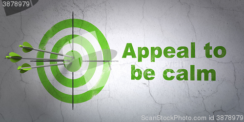 Image of Political concept: target and Appeal To Be Calm on wall background