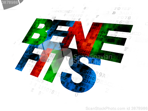 Image of Finance concept: Benefits on Digital background