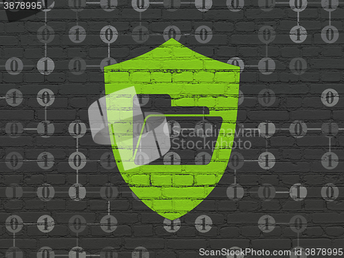 Image of Business concept: Folder With Shield on wall background