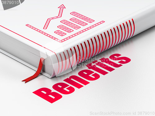 Image of Business concept: book Growth Graph, Benefits on white background
