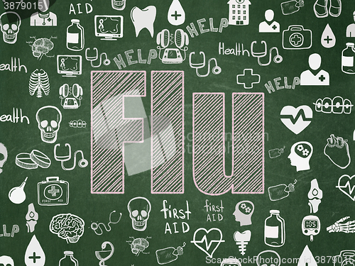 Image of Health concept: Flu on School board background