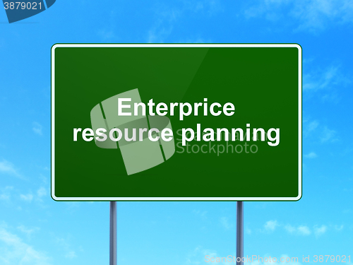 Image of Business concept: Enterprice Resource Planning on road sign background