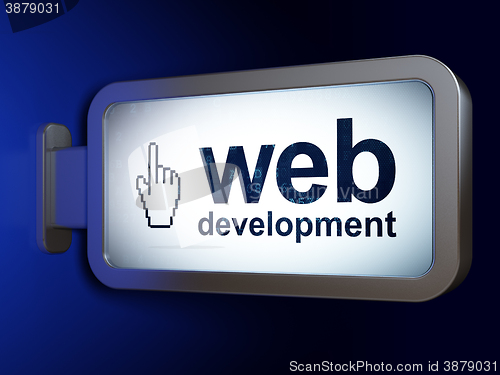 Image of Web design concept: Web Development and Mouse Cursor on billboard background