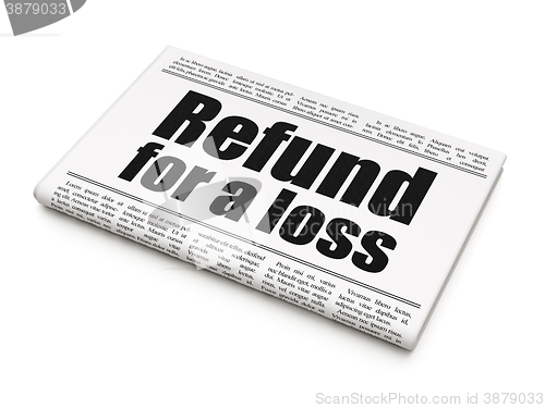 Image of Insurance concept: newspaper headline Refund For A Loss