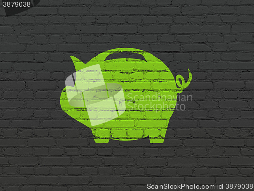 Image of Money concept: Money Box on wall background