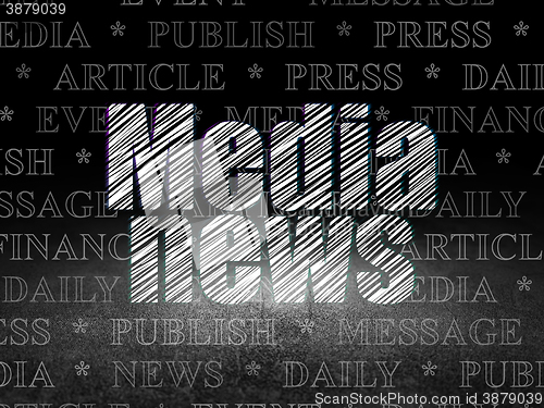 Image of News concept: Media News in grunge dark room
