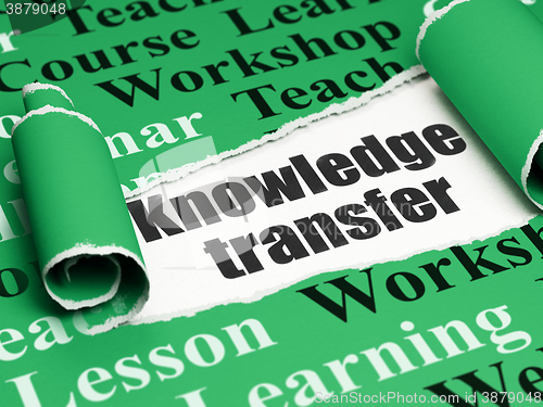 Image of Education concept: black text Knowledge Transfer under the piece of  torn paper