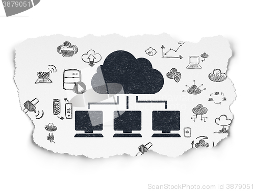 Image of Cloud technology concept: Cloud Network on Torn Paper background