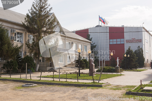 Image of Sennoy, Russia - March 15, 2016: View of the main office of the wine fanagoria plant, village Sennoy, Mira Street 49