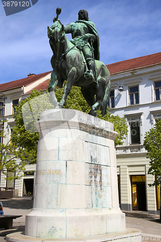 Image of  A statue of Janos Hunyadi on Szechenyi Square in Pecs, Hungary