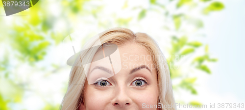 Image of happy young woman or teenage girl face