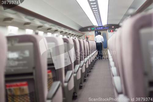 Image of Interior of modern japanese fast train.