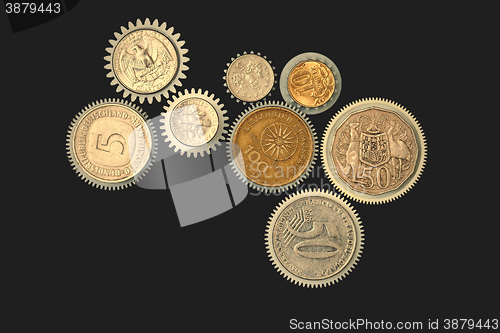 Image of cogwheel coin on a black background