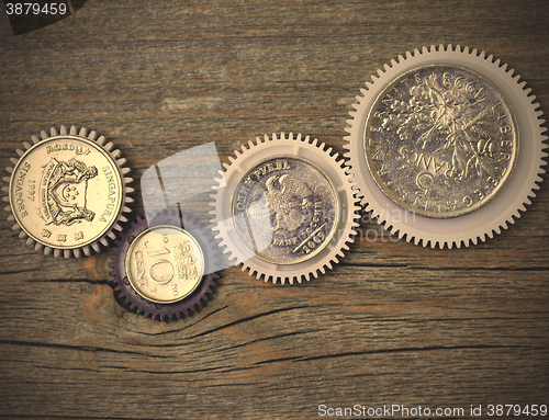 Image of coins as a gears