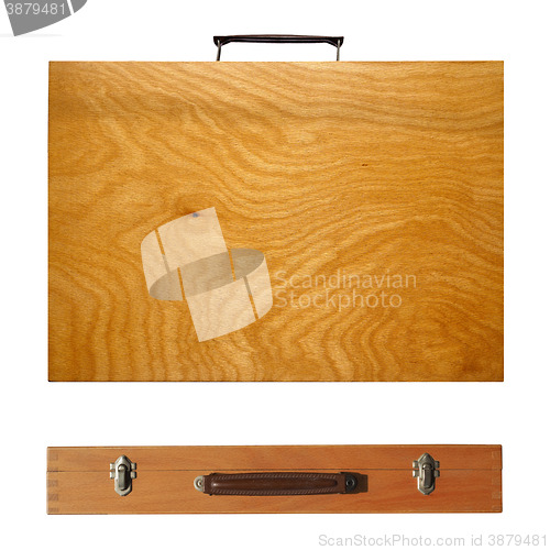 Image of Wood briefcase isolated