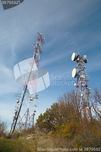 Image of Transmitter towers on a hill