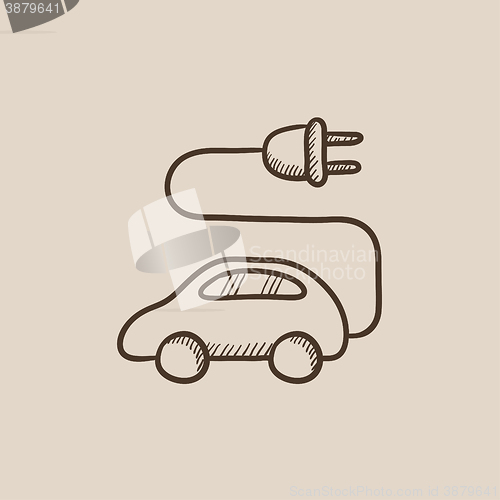 Image of Electric car sketch icon.