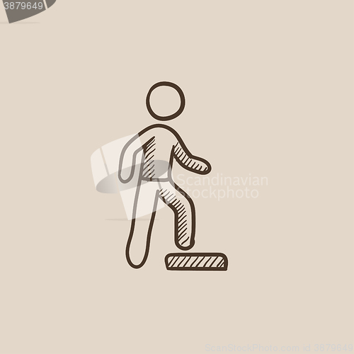 Image of Man doing step exercise sketch icon.