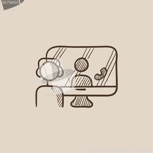 Image of Online education sketch icon.