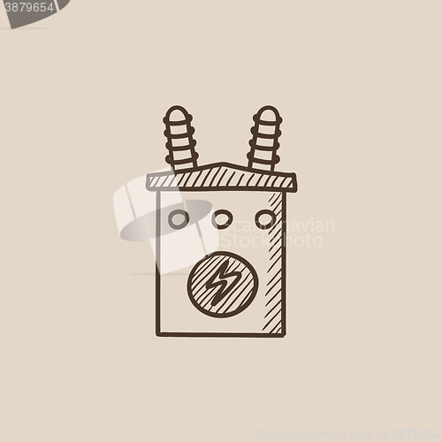 Image of High voltage transformer sketch icon.