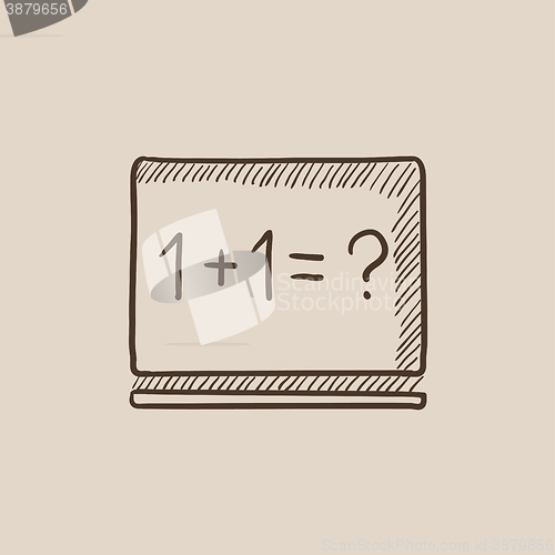 Image of Maths example written on blackboard sketch icon.