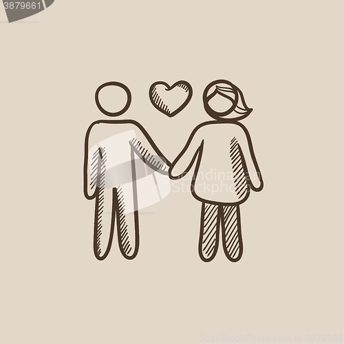 Image of Couple in love sketch icon.