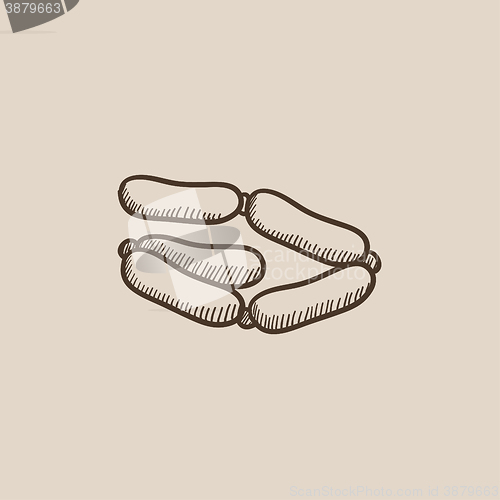 Image of Chain of sausages sketch icon.