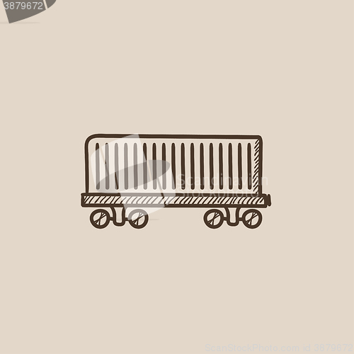 Image of Cargo wagon sketch icon.