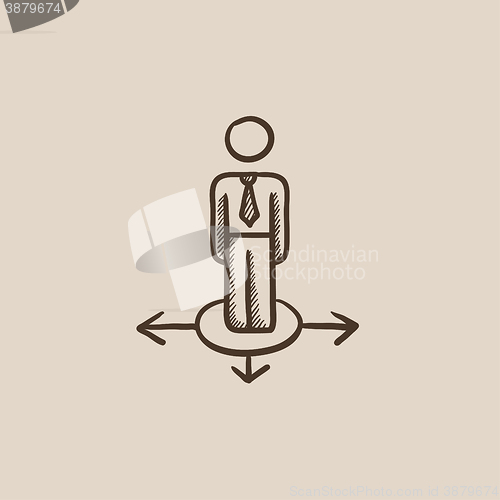 Image of Businessman in three ways sketch icon.