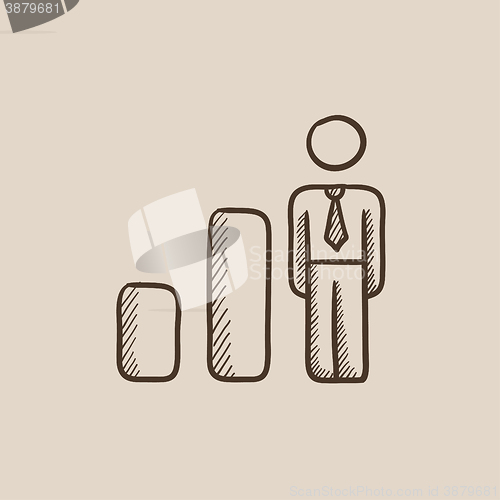Image of Businessman and graph sketch icon.