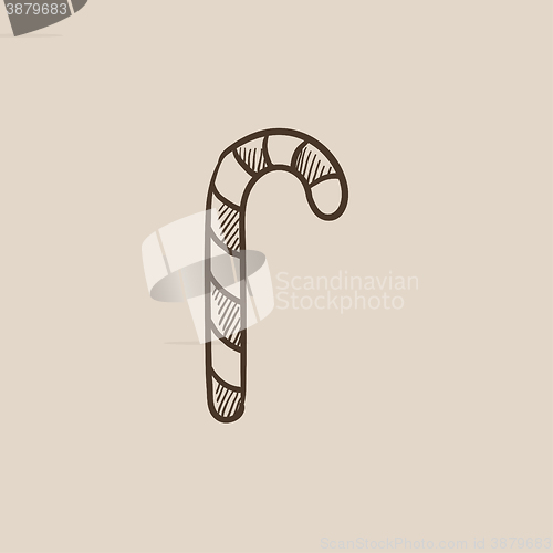 Image of Candy cane sketch icon.