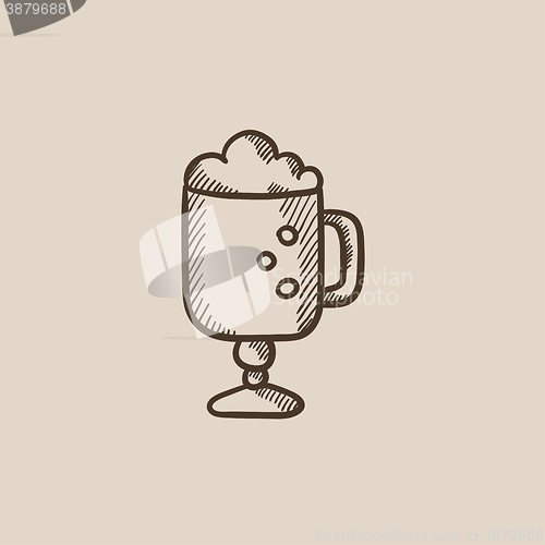 Image of Glass mug with foam sketch icon.