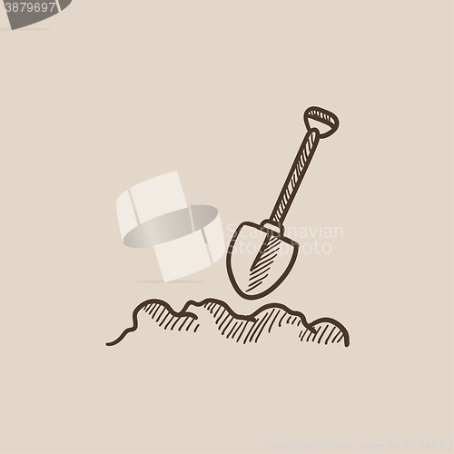 Image of Mining shovel sketch icon.