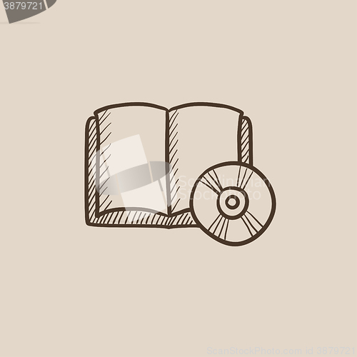 Image of Audiobook and cd disc sketch icon.