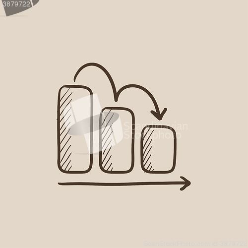 Image of Bar chart down sketch icon.